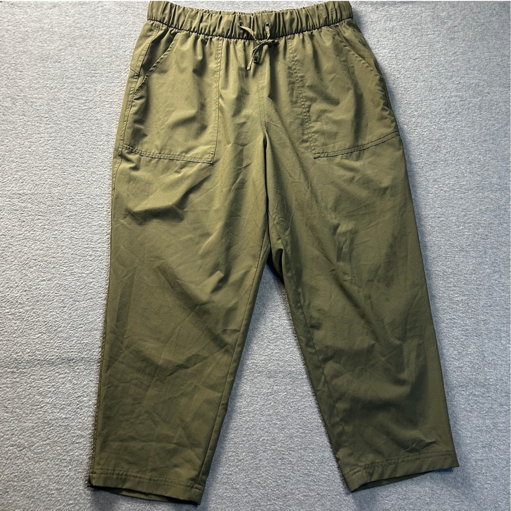 Old Navy Athletic Hiking Pants StretchTech Womens Large Olive Green Cropped - Picture 1 of 11